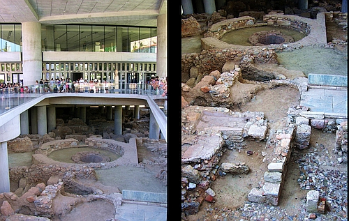 archaeological remains below the Acropolis Museum