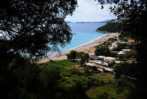 view to the beach of Karavostasi