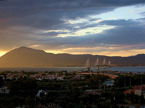 evening view to the Rion-Antirion bridge