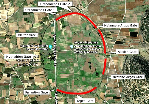 ancient Mantineia city walls