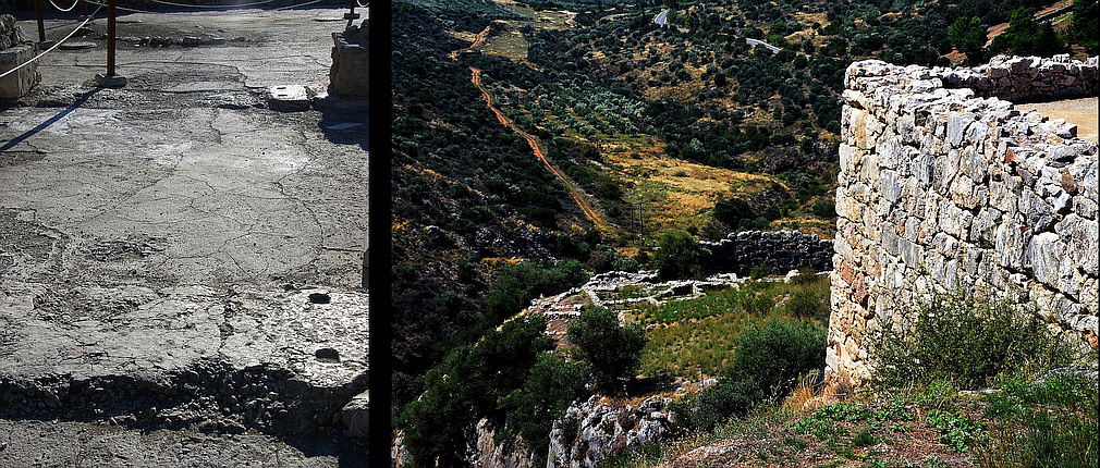 Mycenae megaron and view
