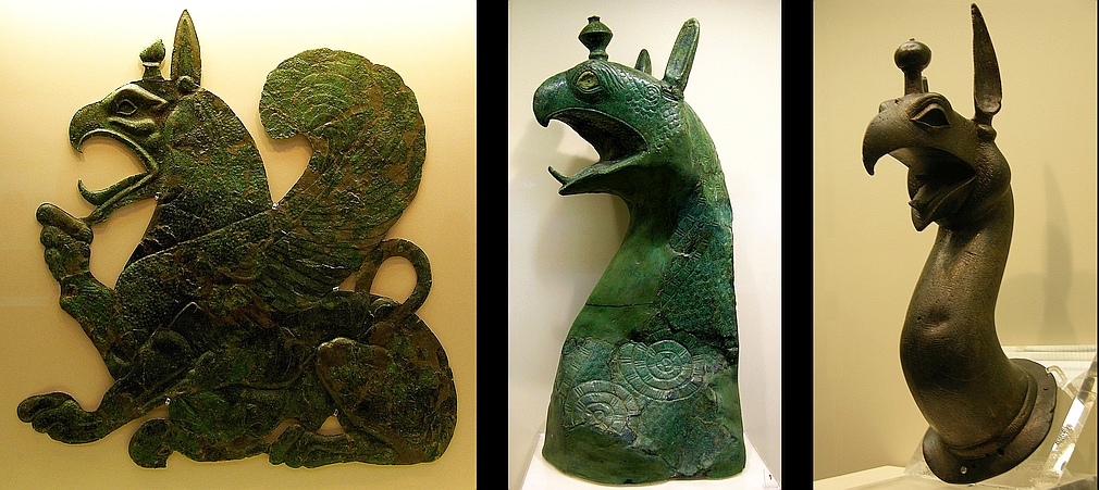 bronze protomes of a griffin