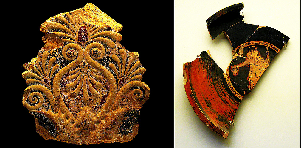antefix and vase fragment