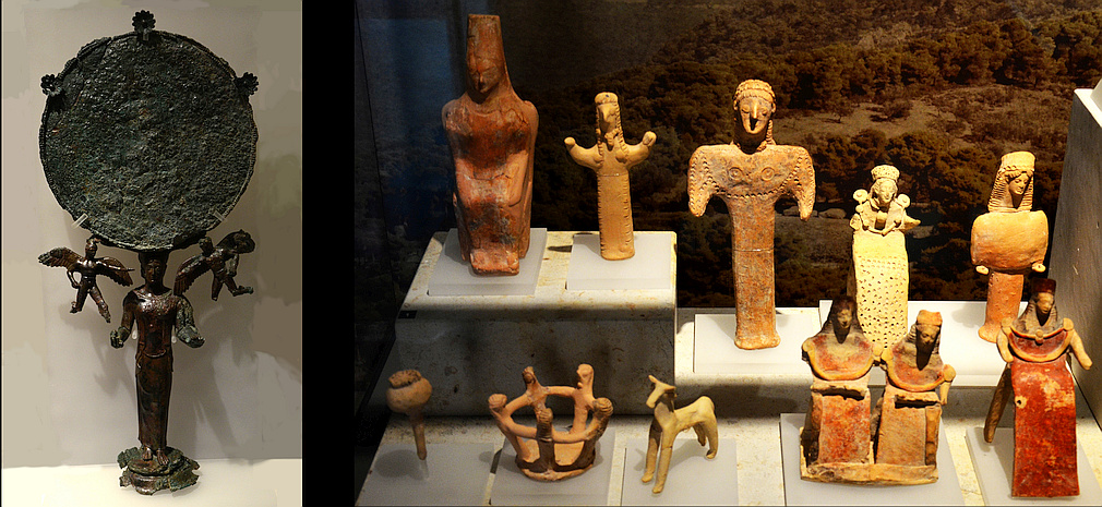 bronze mirror and figurines